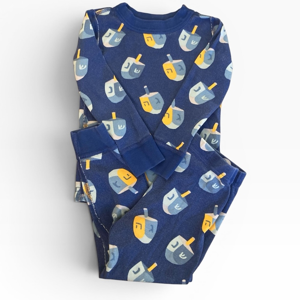 Hanna Andersson Hanukkah Dreidel Long John Pajama Set Organic Cotton PJs Size 3T